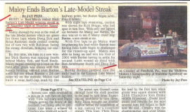 Maloy Ends Barton's Late Model Streak. May 5, 2001.