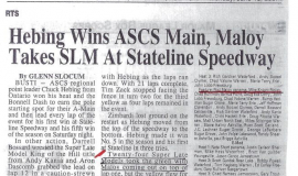 Hebing Wins ASCS Main, Maloy Takes SLM At Stateline Speedway. June 18, 2007.