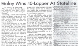Maloy Wins 40-Lapper At Stateline. September 1, 1990.