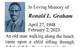 Card from Ron Graham's funeral service.