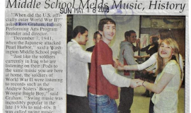 Middle School Melds Music, History. May 18, 2008.