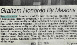Graham Honored By Masons. May 22, 1998.