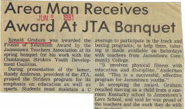 Area Man Receives Award At JTA Banquet. June 2, 1981.