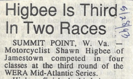 Higbee Is Third In Two Races. 1993.