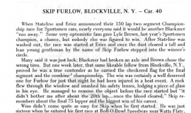 Skip Furlow - Stateline Speedway Program Biography, 1967.