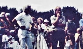 Jack Nicklaus with caddy Angelo Argea in 1982.