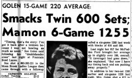 Smacks Twin 600 Sets; Mamon 6-Game 1255. November 24, 1965.