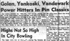 Golen, Yankoski, Vandewark Power Hitters In Pin Classics. February 5, 1964.