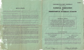 1947 baseball contract for Ted Wyberanec. Page 1.