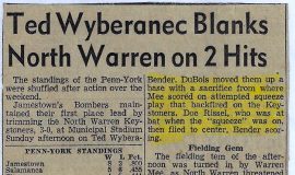 Ted Wyberanec Blanks North Warren on 2 Hits.