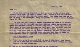 Pre-season letter to football team. August 1963.