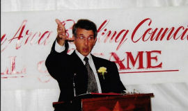 Tom D'Angelo at his induction into the Jamestown Area Bowling Association Hall of Fame, 2003.