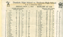 Dunkirk vs Fredonia high school football game program. November 7, 1952.