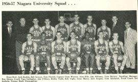 Niagara University basketball team, 1956-57. Tom Prechtl is number 32 in front row.