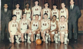 Tom Prechtl (in back on far right) coaching-Jamestown High Scholl 1966-67.