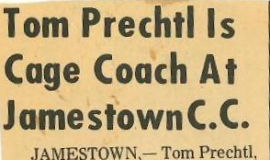 Tom Prechtl Is Cage Coach At Jamestown C.C. November 1968.