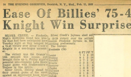 Ease of Billies' 75-46 Knight Win Surprise. February 11, 1953.
