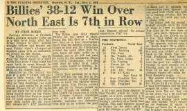 Billies' 38-12 Win Over North East Is 7th in Row. November 1, 1952.
