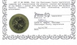 Chautauqua County Commendation, December 14, 1994.
