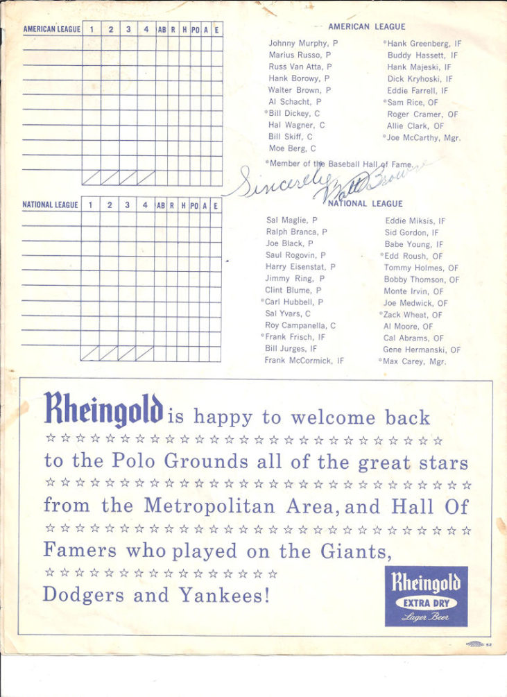 1963 New York Mets Old Timers Day program book page 2