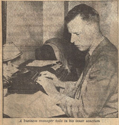 Mark Hammond at a typewriter.