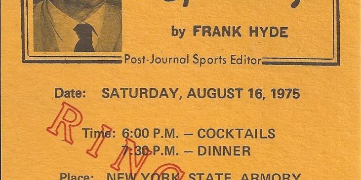 Frank Hyde Testimonial Dinner "ticket"