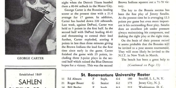 1966 St. Bonaventure basketball program feature