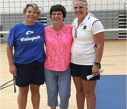 Current Panama volleyball coach Tammy Hosier, left, is pictured with former coach Deb Palmer, center, and Jolene Nagel.
