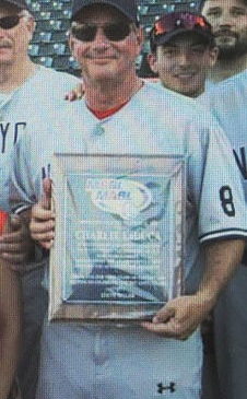Charlie LaDuca of Fredonia holds his Men’s Senior Baseball League World Series Hall of Fame plaque.