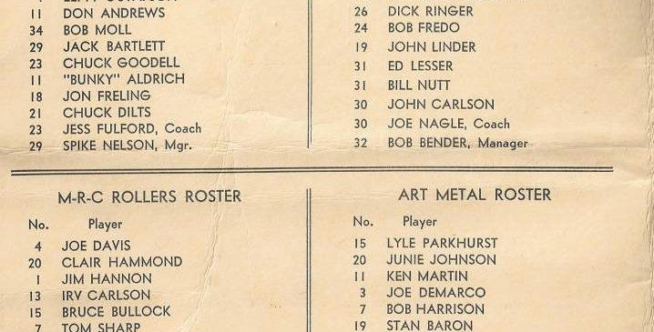 1958 Intercity Baseball League rosters
