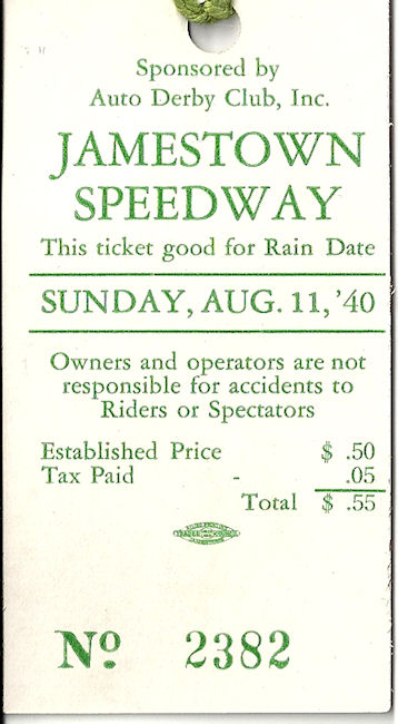 Jamestown Speedway ticket