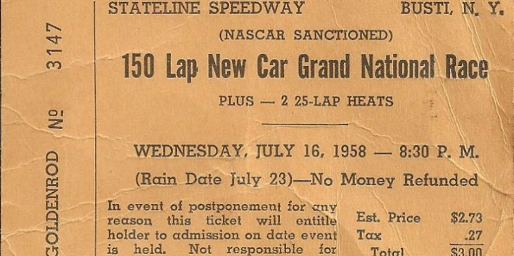 Ticket to NASCAR race held at Stateline Speedway