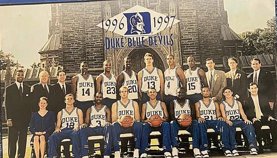 Kisten Green with Duke Blue Devils men’s college basketball team.
