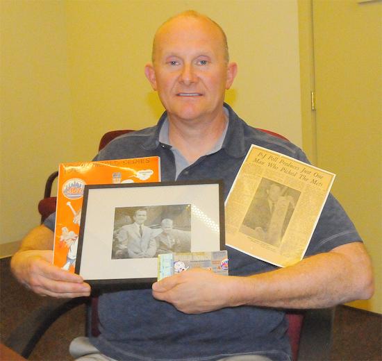 Tim Kindberg is pictured with memorabilia.