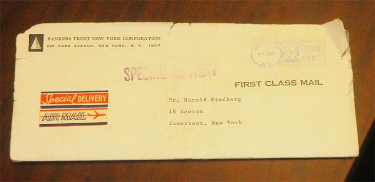 The envelope in which the letter arrived.