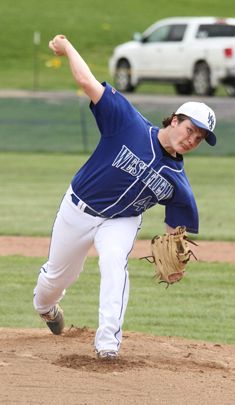 Westfield pitcher Brock Schuster delivers to the plate.