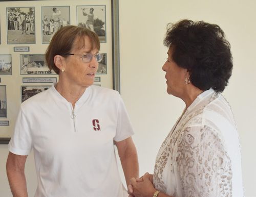 Tara VanDerveer, left, and World Golf Hall of Famer Nancy Lopez.