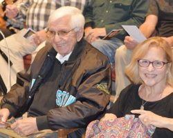 Russell E. Diethrick Jr. and his wife, June, are pictured at a birthday celebration Wednesday night at the Robert H. Jackson Center in Jamestown. October 9, 2024. P-J photo by Scott Kindberg. Russell E. Diethrick Jr. and his wife, June, are pictured at a birthday celebration Wednesday night at the Robert H. Jackson Center in Jamestown. October 9, 2024.