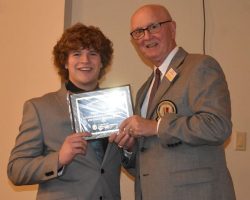 Clymer/Sherman/Panama first-team all-state football player Tate Catanese and CSHOF president Randy Anderson. Clymer/Sherman/Panama first-team all-state football player Tate Catanese and CSHOF president Randy Anderson.