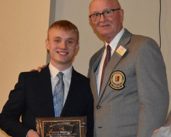 Clymer/Sherman/Panama first-team all-state football player Bryce Hinsdale and CSHOF president Randy Anderson. Clymer/Sherman/Panama first-team all-state football player Bryce Hinsdale and CSHOF president Randy Anderson.