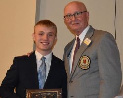 Clymer/Sherman/Panama first-team all-state football player Bryce Hinsdale and CSHOF president Randy Anderson. Clymer/Sherman/Panama first-team all-state football player Bryce Hinsdale and CSHOF president Randy Anderson.