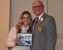Southwestern first-team all-state volleyball player Lauren Cotter and CSHOF president Randy Anderson. Southwestern first-team all-state volleyball player Lauren Cotter and CSHOF president Randy Anderson.