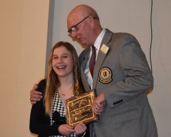 Fredonia AAU All-American diver Elizabeth Pucci-Schaefer and CSHOF president Randy Anderson. Fredonia AAU All-American diver Elizabeth Pucci-Schaefer and CSHOF president Randy Anderson.