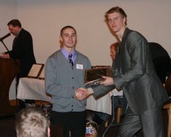 CSHOF 2011 Awards Banquet. Jake Swan - SWCS football team and Tyler Myers. February 21, 2010. CSHOF 2011 Awards Banquet. February 21, 2010.