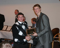 CSHOF 2011 Awards Banquet. Pat Langworthy - SWCS football team and Tyler Myers. February 21, 2010. CSHOF 2011 Awards Banquet. February 21, 2010.