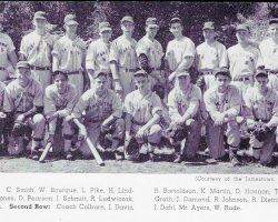 1953 Jamestown High School baseball team.
Russ Diethrick - back row, fifth from right.
Ken Martin - back row, fourth from left. 1953 Jamestown High School baseball team.