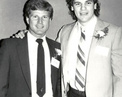 CSHOF Awards Banquet. Left to right: Frank Wren (Jamestown Expos), Joe Charboneau
(Cleveland Indians). January 30, 1985. CSHOF Awards Banquet, January 30, 1985.