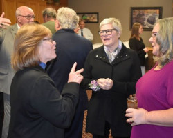 2024 inductees Karen Tellinghuisen and Karen Bakewell, and American Sign Language interpreter Janelle Krueger. 2024 inductees Karen Tellinghuisen and Karen Bakewell, and American Sign Language interpreter Janelle Krueger.