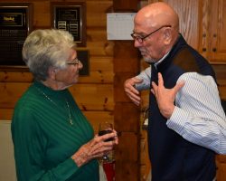 2024 inductee Judy Young chats with Jay Glatz before the banquet. 2024 inductee Judy Young chats with Jay Glatz before the banquet.