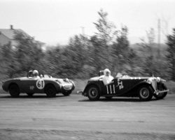 Jack Lawrence #61 in an Austin-Healey Sprite racing at the Dunkirk Airport in 1963. Jack Lawrence #61 in an Austin-Healey Sprite racing at the Dunkirk Airport in 1963.